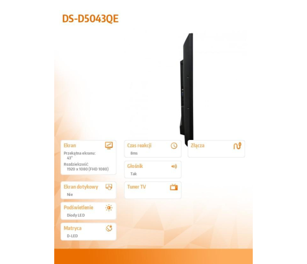 Hikvision 43'' DS-D5043QE 302502715 Czarny - 1374538 - zdjęcie 3